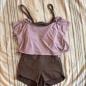 Free People Women’s Brown and Purple Playsuit Romper